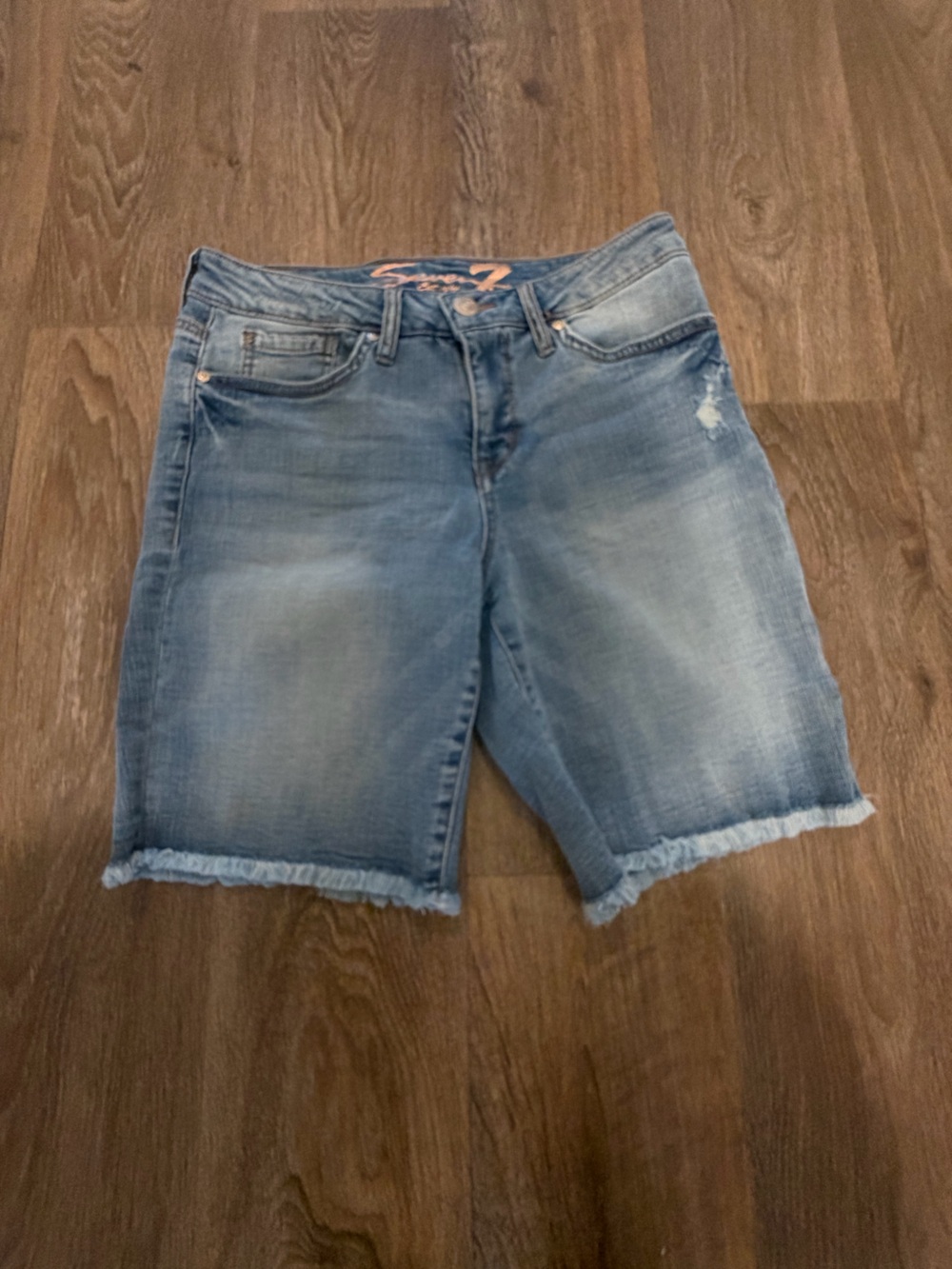 Seven7 Light Blue Denim Bermuda Shorts